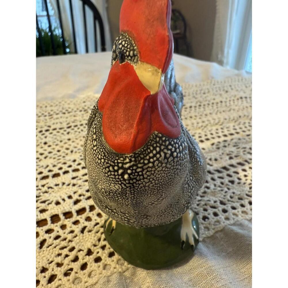 Speckled Ceramic Rooster Figure Signed “MARSH” Chip On Tail 6” Tall Farmhouse - Picture 2 of 5